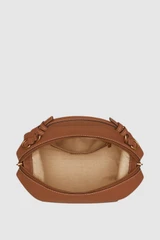 Internal product shot of the Oroton Mica Bowler in Brandy and Premium pebble grain leather for Women .