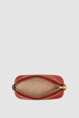 Internal product shot of the Oroton Eve Mini Beauty Case in Dark Ruby and Premium pebble leather for Women .
