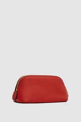 Back product shot of the Oroton Eve Mini Beauty Case in Dark Ruby and Premium pebble leather for Women .