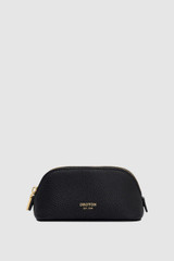 Front product shot of the Oroton Eve Mini Beauty Case in Black and Premium pebble leather for Women .