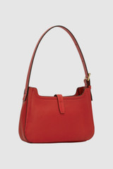 Back product shot of the Oroton Dylan Mini Baguette Crossbody in DARK RUBY and Premium pebble leather for Women . IP:25