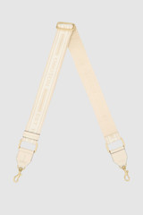 Front product shot of the Oroton Heather Long Light Gold Webbing Strap in CREAM/MILK and 100% polyester material for Women .