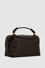 Back product shot of the Oroton Mica Bowler in Dark Chocolate and Premium pebble grain leather for Women .