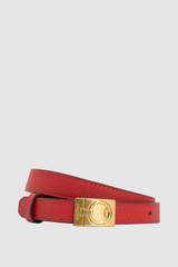 Front product shot of the Oroton Yvonne Narrow Belt in Dark Ruby and Premium pebble leather for Women . IP:1