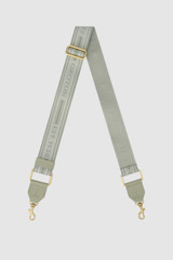 Front product shot of the Oroton Heather Long Light Gold Webbing Strap in ROSEMARY and 100% polyester material for Women .