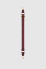 Front product shot of the Oroton Heather Long Light Gold Webbing Strap in BERRY/BURGUNDY and 100% polyester material for Women .