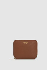 Front product shot of the Oroton Iris Small Zip Wallet in Cinnamon and Premium pebble leather  for Women .