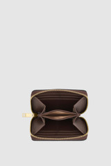 Internal product shot of the Oroton Iris Small Zip Wallet in Coffee Bean and Premium pebble leather  for Women .