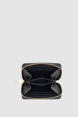 Internal product shot of the Oroton Iris Small Zip Wallet in Black and Premium pebble leather  for Women .