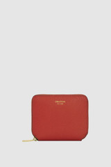 Front product shot of the Oroton Iris Small Zip Wallet in Dark Ruby and Premium pebble leather  for Women .
