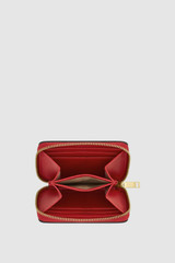 Internal product shot of the Oroton Iris Small Zip Wallet in Dark Ruby and Premium pebble leather  for Women .