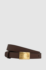 Front product shot of the Oroton Yvonne Narrow Belt in Coffee Bean and Premium pebble leather for Women .