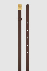 Front product shot of the Oroton Yvonne Narrow Belt in Coffee Bean and Premium pebble leather for Women .