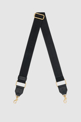 Front product shot of the Oroton Heather Long Light Gold Webbing Strap in Black/Black and 100% polyester material for Women .