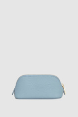 Back product shot of the Oroton Eve Mini Beauty Case in Sky Blue and Premium pebble leather for Women .