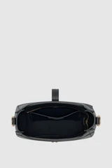 Internal product shot of the Oroton Dylan Small Bucket in Black and Premium pebble leather for Women .