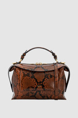 Front product shot of the Oroton Mica Bowler in Copper Snake and Premium pebble grain leather for Women .