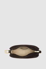 Internal product shot of the Oroton Cali Suede Baguette in Dark Chocolate and Premium cow suede leather for Women .