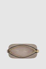 Internal product shot of the Oroton Eve Mini Beauty Case in Oyster and Premium pebble leather for Women .