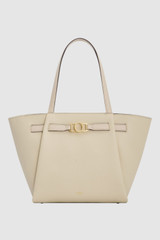 Front product shot of the Oroton Juliette Medium Tote in Ecru and Premium pebble leather for Women .