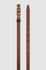 Detail product shot of the Oroton Juliette Smooth Reversible Belt in Black/Cinnamon and Premium smooth leather for Women .
