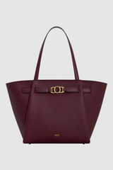 Front product shot of the Oroton Juliette Medium Tote in Burgundy and Premium pebble leather for Women .