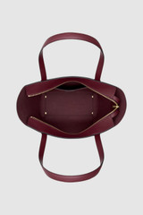 Internal product shot of the Oroton Juliette Medium Tote in Burgundy and Premium pebble leather for Women .