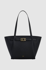 Front product shot of the Oroton Juliette Medium Tote in Black and Premium pebble leather for Women .
