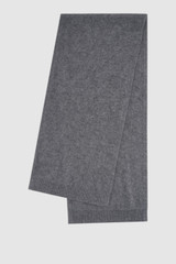 Front product shot of the Oroton Cashmere Blend Scarf in Grey Marle and 70% ultra fine merino wool and 30% cashmere blend fabric for Women .
