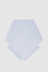 Front product shot of the Oroton Cashmere Blend Scarf in Soft Blue and 70% ultra fine merino wool and 30% cashmere blend fabric for Women .