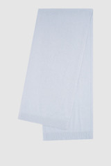 Front product shot of the Oroton Cashmere Blend Scarf in Soft Blue and 70% ultra fine merino wool and 30% cashmere blend fabric for Women .