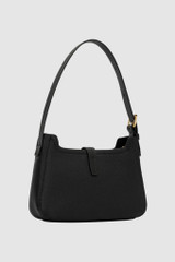 Back product shot of the Oroton Dylan Mini Baguette Crossbody in Black and Premium pebble leather for Women .