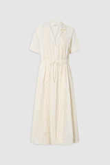 Front product shot of the Oroton Ruffle Detail Shirt Dress in Cream and 100% cotton voile fabric for Women .