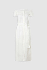 Front product shot of the Oroton Lace Trim Day Dress in White and 100% ramie fabric for Women .