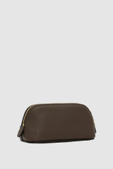 Back product shot of the Oroton Eve Mini Beauty Case in COFFEE BEAN and Premium pebble leather for Women .