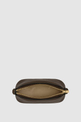 Internal product shot of the Oroton Eve Mini Beauty Case in COFFEE BEAN and Premium pebble leather for Women .