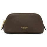 Front product shot of the Oroton Eve Mini Beauty Case in COFFEE BEAN and Premium pebble leather for Women .