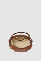 Internal product shot of the Oroton Mica Mini Bowler in Teak and Premium suede leather for Women .