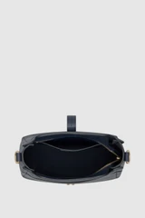 Internal product shot of the Oroton Dylan Small Bucket in Dark Navy and Premium pebble leather for Women .