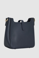 Back product shot of the Oroton Dylan Small Bucket in Dark Navy and Premium pebble leather for Women .