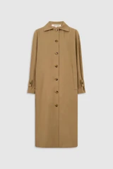 Front product shot of the Oroton Reversible Check Mac in Camel and 100% soft cotton fabric for Women .