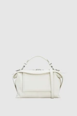 Front product shot of the Oroton Mica Smooth Bowler in Warm White and Premium smooth leather for Women .