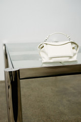 Detail product shot of the Oroton Mica Smooth Bowler in Warm White and Premium smooth leather for Women .