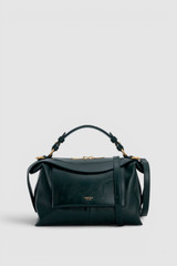 Front product shot of the Oroton Mica Crackle Bowler in Shade Green and Premium crackle leather for Women .