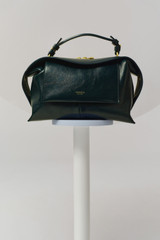 Detail product shot of the Oroton Mica Crackle Bowler in Shade Green and Premium crackle leather for Women .