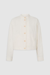 Front product shot of the Oroton Curved Sleeve Jacket in Antique White and 100% cotton fabric for Women .