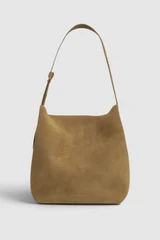 Front product shot of the Oroton Alba Suede Hobo in Tobacco and Cow suede leather for Women .