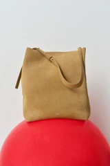 Detail product shot of the Oroton Alba Suede Hobo in Tobacco and Cow suede leather for Women .