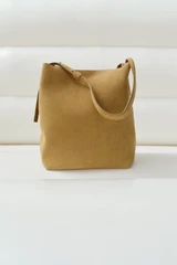 Detail product shot of the Oroton Alba Suede Hobo in Tobacco and Cow suede leather for Women .