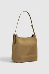 Back product shot of the Oroton Alba Suede Hobo in Tobacco and Cow suede leather for Women .